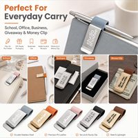 Clip para Billetes de Metal Premium con Lazo de Cuero PU Personalizado, Clip Multifuncional para Bolígrafos, para Regalos Promocionales Empresariales