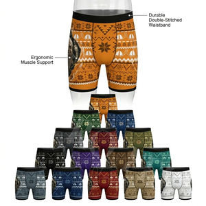 Customized Printed Pattern Athletic Sports Underwear Breathable Stretchy Fitness Gym Running OEM ODM Custom Brief <b>Boxer</b> Shorts - Product Image 1