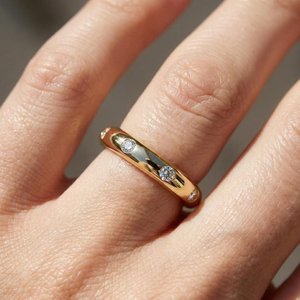 Anillo Apilable de Diamantes de Corte Redondo, Oro Sólido de 10K, Joyería Fina con Diamantes Cultivados en Laboratorio para Mujer, Regalo de Aniversario o Boda para Ella - Product Image 5