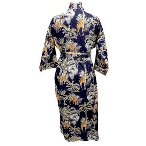 Robe Kimono d'été et d'automne à imprimé animal, longue, pour spa, douce, pour femme, 100% coton, col en V, avec ceinture, séchage rapide - Product Image 6