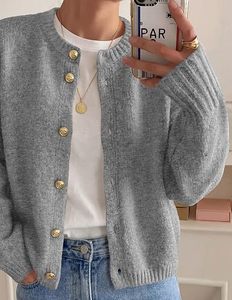 Cardigan gris en tricot à manches longues avec fermeture boutonnée, couleur unie, pull d'automne 100% acrylique, coupe classique, pulls pour hommes - Product Image 5