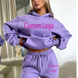 Conjunto de 2 Piezas Personalizado y Popular: Sudadera Holgada de Algodón Grueso de 360 g/m² y Pantalones Largos Holgados para Mujer, Traje Deportivo de Invierno - Product Image 3
