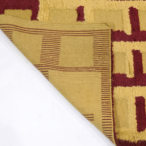 Custom Burgundy <b>Mustard</b> High Low Vertical Ikat-Inspired Stepped Diamonds Wool Non-Slip Eco-Friendly Medium Pile Area <b>Rug</b> for - Product Image 5