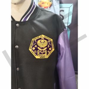 Custom <b>Black</b> & Purple Varsity Jacket – Embroidered Patch Letterman Jacket with Snap Button Closure - Product Image 6