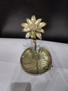 Handcrafted Brass Flower Jewelry Holder Stand <b>Decorative</b> Metal Ring Earring Organizer Tray for Dressing <b>Table</b> Vanity Home - Product Image 3