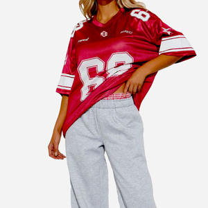Camiseta Deportiva Roja Oversize de Malla Transpirable de Poliéster para Fútbol Americano, Estilo Urbano, Personalizable OEM, Marca Privada, Fabricada en EE. UU. - Product Image 2