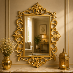 Miroir mural ovale en bois sculpté à la main, design scandinave, motif Cœur Éternel, finition bois naturel, artisanal, luxe décoratif - Product Image 2