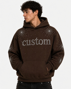 <b>Top</b> Regular fit diamond pocket Rhinestone Embellished Hoodie Premium Quality Fashion Streetwear Clothing Manufacturer <b>Crystal</b> - Product Image 3