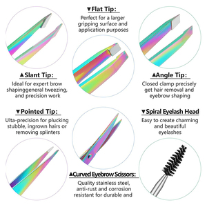Kit de Pinzas para Cejas con Punta Inclinada Antiestática, Acabado de Titanio en Color Personalizado, para Maquillaje Profesional y Depilación - Product Image 3