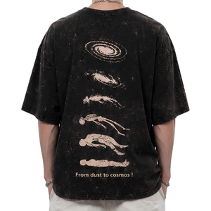 <b>Mens</b> Oversized Distressed Graphic T <b>Shirt</b> <b>Black</b> Vintage Faded Short Sleeve Crew Neck Drop Shoulder Casual Streetwear Wholesale - Product Image 2