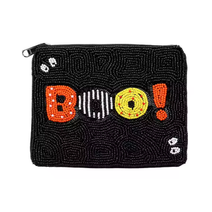 Pochette porte-monnaie tendance au design classique chat, brodée de perles de rocaille, imprimée en typographie, personnalisable, artisanat perlé fait main - Product Image 4