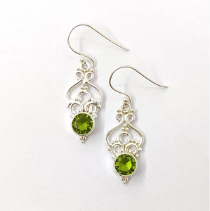 Lightweight Women Hanging Earrings Green Gemstone <b>Silver</b> Rich Style Drop Earrings Wholesale - Product Image 2