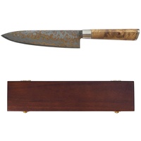 Couteau de cuisine utilitaire d'extérieur en cuivre à motif Damas avec manche ergonomique en résine pour pique-nique et préparation culinaire d'aventure