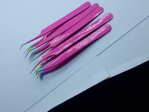 Vired Impex High Quality Precision Serrated Tip Stainless Steel Curved Tweezers Custom Logo for 3D Volume Eyelash Extensions - Product Image 3