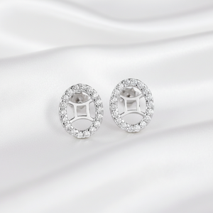 Gemini Astrological Sign Luxury <b>Sterling</b> <b>Silver</b> Moissanite <b>Stud</b> Earring Oval Shape Halo Brilliant Cut Zodiac Style Wedding Party - Product Image 5