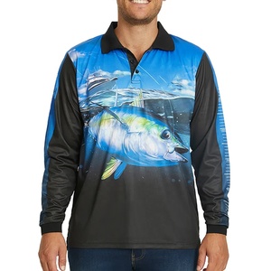 Logotipo personalizado al aire libre UV UPF50 + secado rápido sublimación impresión manga larga pesca para Polo tejido rendimiento camisas para el sol - Product Image 1