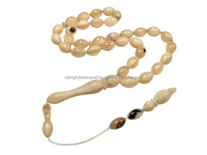 ลูกประคำอิสลาม33ชิ้นสไตล์ตุรกี Gulf Misbah สวดมนต์ tasbih ทำด้วยมือสัมผัสแท้แกะสลักควายน้ำงานฝีมือสีขาว - Product Image 6
