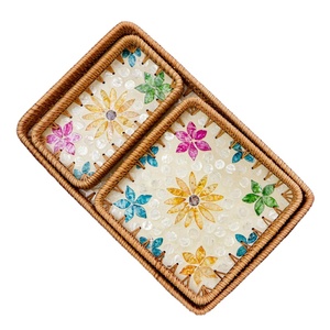 Bandeja de servicio ecológica versátil con hueso de resina de mármol acrílico de madera madreperla-Elegante forma cuadrada para cada evento - Product Image 3