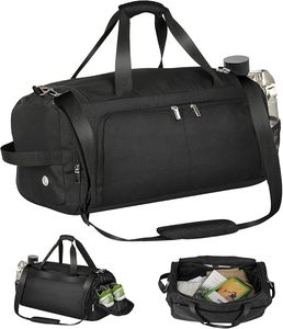 Unisex Duffle Bag 30-40L Large Capacity Gym Travel Bag With Adjustable Strap And <b>Interior</b> Compartment Solid Black Duffle Bags - Product Image 1
