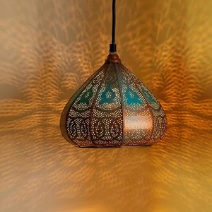 Lampe suspendue en métal artisanale avec un design marocain perforé |   Luminaire de plafond vintage pour la décoration de la maison - Product Image 1