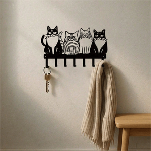 CIFbuy Ganci da Parete in Metallo Vintage a Forma di Gatto, Portachiavi e Portasciugamani per Ingresso, Decorazione Flessibile e Carina per la Casa in Stile Rustico, Regalo, Servizio di Selezione Disponibile (2 cm) - Product Image 6