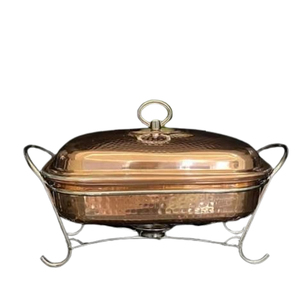 Casserole de cuisine unique en acier inoxydable et cuivre, forme ronde, finition brillante, compatible avec les réchauds à induction, de haute qualité - Product Image 1