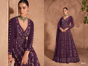 PRYOSHA EXPORT - Conjunto de Traje Pakistaní para Mujer, Bordado Intenso, de Chinon Pesado, de Secado Rápido, para Fiestas, Bodas, Invierno - Product Image 3