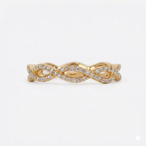 18K White Gold Lab Grown Diamond Infinity Twist Eternity Band Micro Pave Twisted Criss <b>Cross</b> Stackable Wedding <b>Rings</b> For Women - Product Image 4