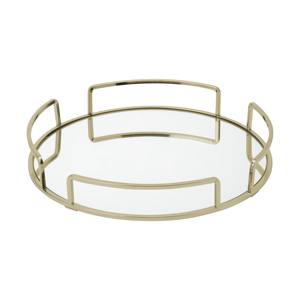 Plateau de présentation circulaire élégant avec bordure dorée pour l'organisation du comptoir de salle de bain – Métal doré minimaliste - Product Image 4