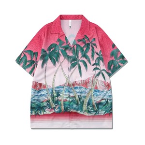 Oem High Quality Eco-Friendly Quick Dry Silk <b>Satin</b> <b>Men's</b> <b>Shirt</b> Custom Pattern Printing Short Sleeve Button Single Breasted - Product Image 5