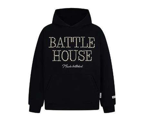 Battle House Hoodie Men's Cotton French Terry <b>Glitter</b> Print Casual Autumn Regular Fit Front Logo <b>Red</b> Navy Black - Product Image 5