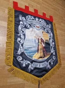 High Quality Custom Printed Religious <b>Banner</b> - St. Paul's Golden Crown Design with Tassels and Hanging Tabs - RBP No. 1005 - Product Image 3