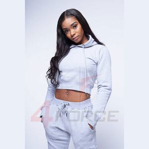 Femmes décontracté solide hiver entraînement 2 pièces ensembles à manches longues hauts courts longueur courte Joggers pantalon bouffée imprimé sweat à capuche survêtements - Product Image 4