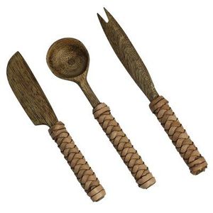 Wood Cheese Knife <b>Set</b> With Braided Handles Durable Design For Food Contact - Product Image 1
