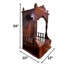 Handcrafted Modern Small Solid Wood Pooja <b>Mandir</b> | Open Tabletop Home Temple for Living Room & Apartment | Jodhpur Export - Product Image 5
