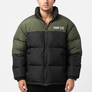 Veste matelassée d'hiver pour homme, coupe-vent en polyester, col montant, blocs de couleur, coupe régulière, décontractée, pour l'extérieur - Product Image 5