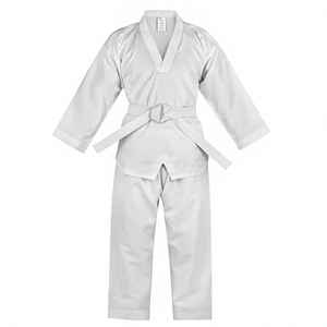 Uniformes de Taekwondo Unisexe à Col en V Extensible Personnalisables en Coton et Polyester pour Adultes, Vêtements de Sport OEM 160g - Product Image 1