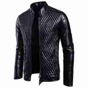 Premium Quality <b>Men's</b> Casual Stand Collar Slim Fit Faux Leather Jacket <b>Biker</b> Motorcycle Jacket - Product Image 4