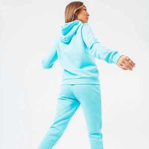 Conjunto Deportivo de Felpa de Algodón con Capucha para Mujer, Color Turquesa Sólido, Pantalón Largo, Estilo Casual, con Bolsillos, Corte Regular, para Invierno - Product Image 2