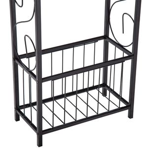 Mobile da Bagno Multifunzionale Marrone Scuro 37 X 20 X 55cm, Tavolino Moderno da Interno con Portarotoli e Portariviste - Product Image 5