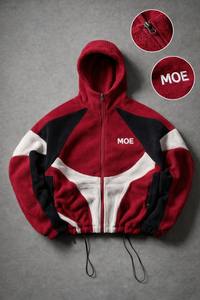 Sudadera con capucha de forro polar para hombre con cremallera, diseño de bloques de color, chaqueta cálida con capucha, ropa de calle informal, sudaderas con capucha para invierno, proveedor OEM - Product Image 2