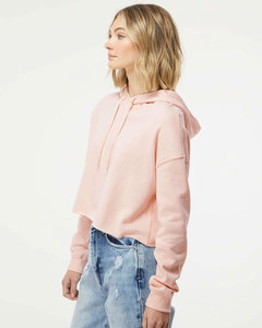 Independent Trading Co. Private Label <b>Women</b> Cropped Hooded Sweatshirt Custom Solid <b>Pink</b> Blank <b>Hoodies</b> Fleece Tear Away Label - Product Image 6