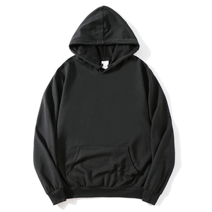 Sudadera con Capucha Negra para Hombre, Tejido de Felpa, Bolsillo Frontal, Estilo Casual, para Invierno, 370 Gramos, Transpirable, Lavada - Product Image 2