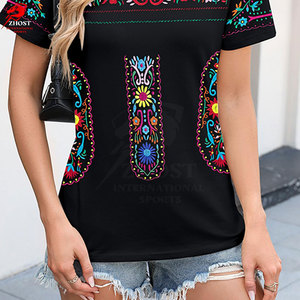 High Quality Custom Design Soft Cotton Embroidery Detail Elegant Fashion Wear Women Embroidery T <b>Shirts</b> - Product Image 4