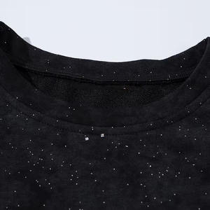 T-shirt surdimensionné en coton tricoté 100 % avec logo imprimé DTG, strass personnalisés, anti-plis, effet vieilli et délavé, collection 2026 – Vente en gros - Product Image 3