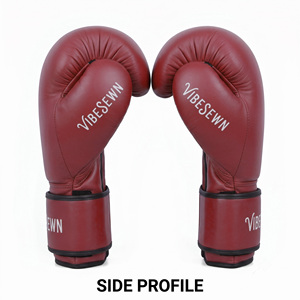 Guantes de Boxeo VIBESEWN de Cuero con Cierre Completo para Entrenamiento, para Adultos, Rojos, MMA, Empaque Personalizado - Product Image 3