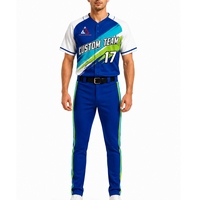 Ensemble d'uniformes de baseball personnalisés à manches courtes, col en V, impression de numéros d'équipe, empiècements latéraux contrastés, coupe athlétique