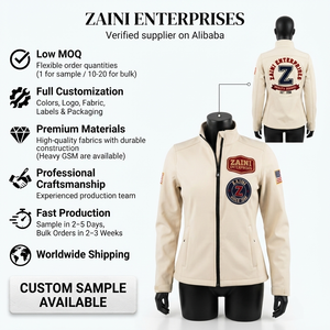 Chaqueta Softshell para Mujer, Premium, 320 GSM, Poliéster y Spandex, Beige, Bordado Personalizado, Parche con Logotipo, OEM, ODM, Marca Privada - Product Image 1