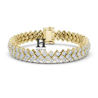 Bracelet tennis de luxe en or blanc 14 carats avec diamants multi-rangs, diamants de laboratoire VVS EF taille brillant rond pour femme