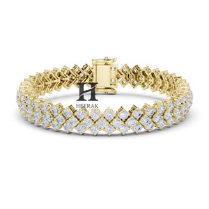 กำไลข้อมือเพชรเทนนิสทองคำขาว 14K หรูหรา ประดับเพชรหลายแถว VVS EF ทรงกลมเจียระไนแบบบริลเลียนท์ เพชรเลี้ยงในห้องปฏิบัติการ สำหรับผู้หญิง - Product Image 3